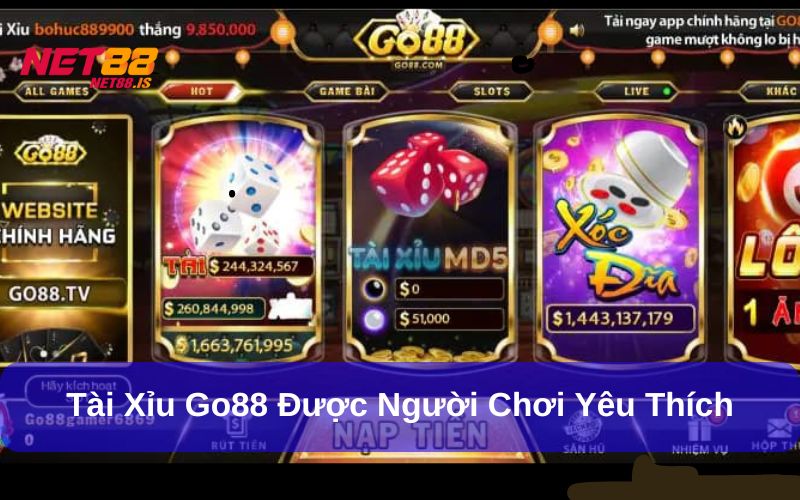 Tài xỉu Go88 được người chơi yêu thích
